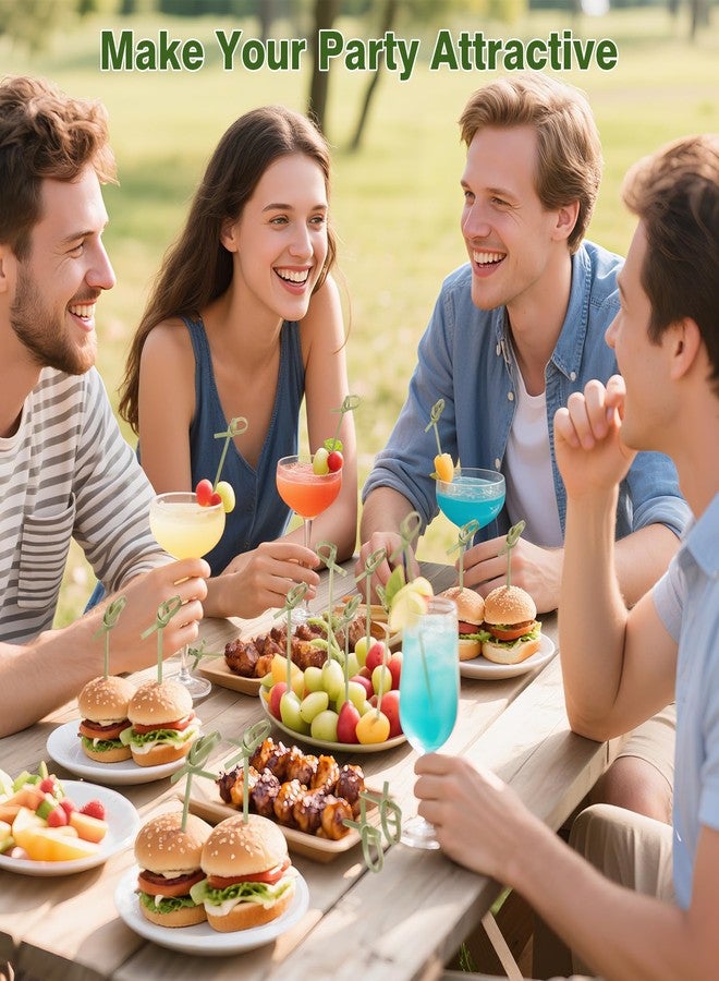 DOUDOULE 200 عود كوكتيل - أعواد أسنان فاخرة بطول 6 بوصات للمقبلات، أسياخ كوكتيل مزخرفة بعقدة من الخيزران للمشروبات والطعام وكباب الفاكهة والسندويشات وألواح التقديم ومستلزمات الحفلات - Image 4